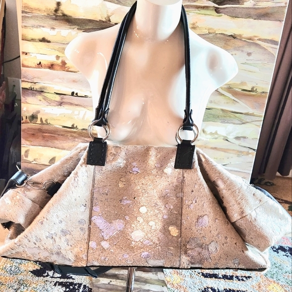 BS TRADING Western Silver Acid Washed Cowhide Custom Texas Weekender Satchel 24" - Picture 3 of 16